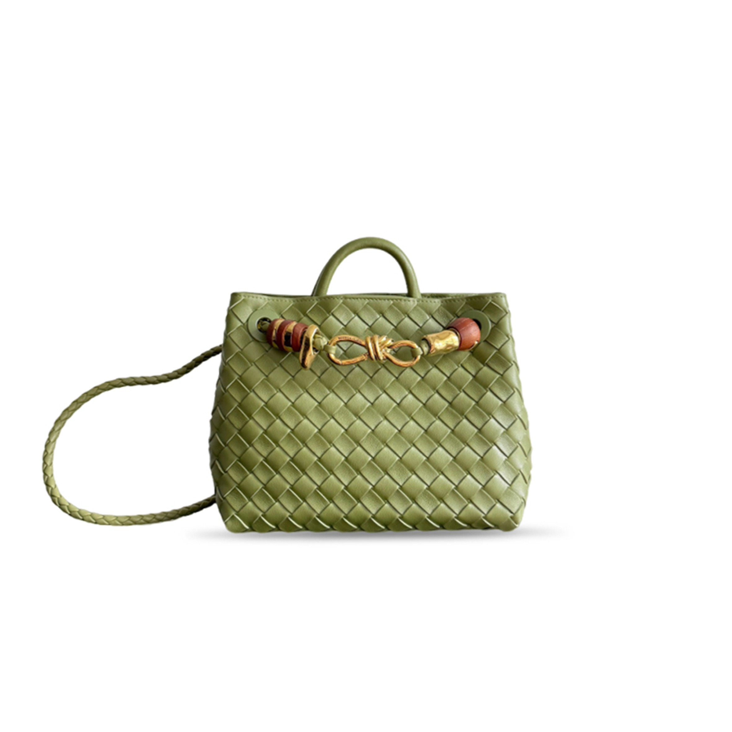 BOTTEGA VENETA SMALL ANDIAMO MATCHA GREEN BAG 743568 (25*22*10.5cm)
